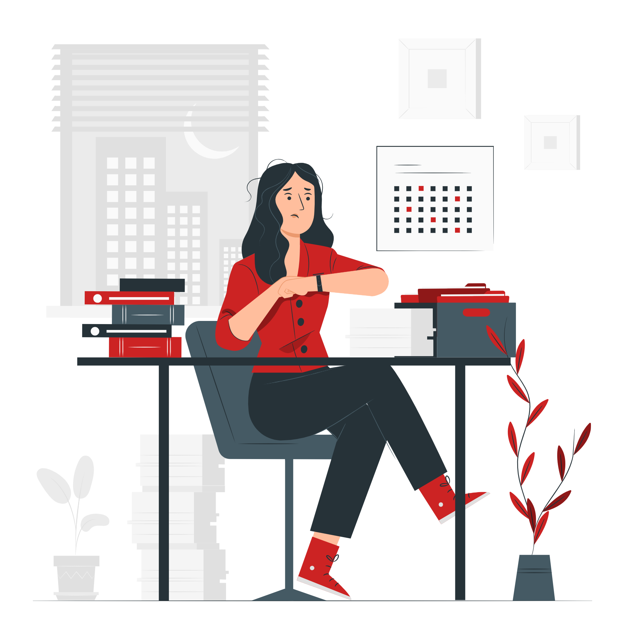 Receptionist organizing gym operations paperwork