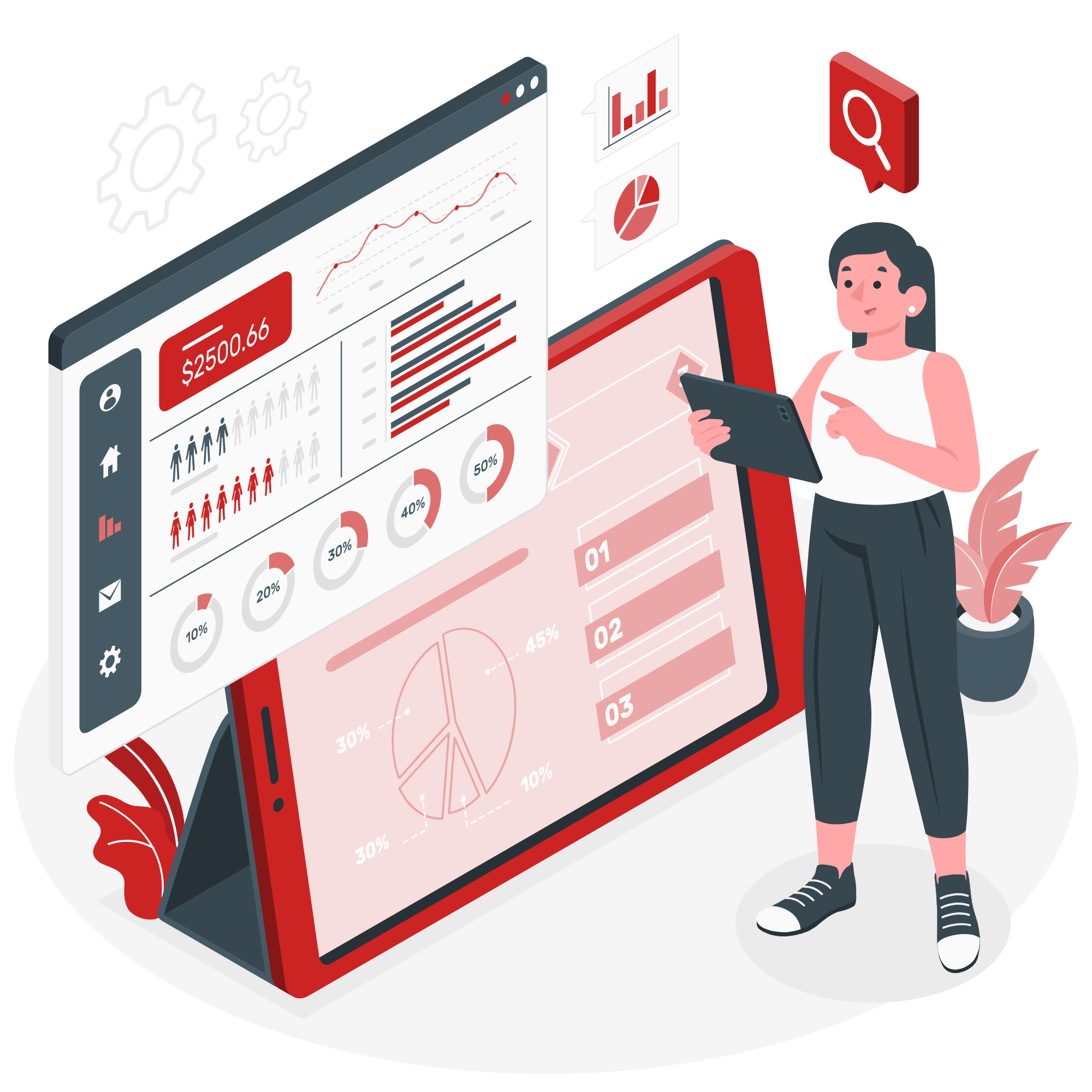 GymFlow dashboard hero illustration for gym management software